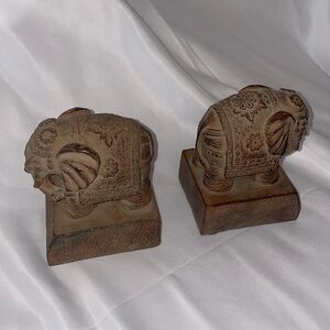 Pier 1 Elephant Resin Bookend Paperweight- SET OF 2